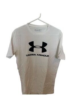 Under Armour White Tee Black Logo Short Sleeve
